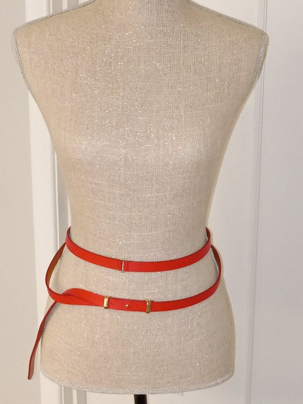 Maison Boinet Paris- Double Wrap Red Leather Belt- Made in France AS IS*